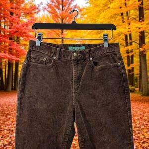 Vintage 8p RALPH LAUREN Women's Sable Brown Classic Corduroy Pants 8p